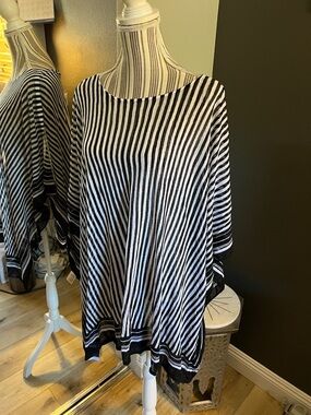Tommy Bahama Monochrome Striped Poncho, swim cover up